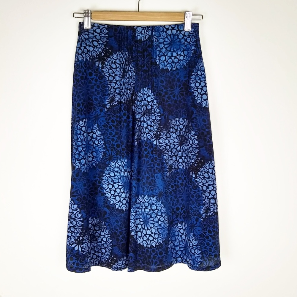 Kate Hill | A-line Blue Midi Skirt | Petite Sm